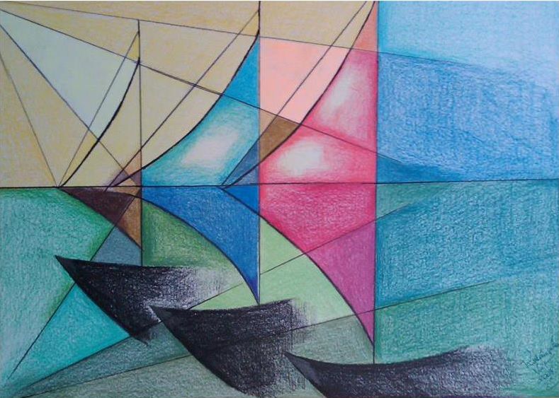 Obra "Os Barcos e o Mar" de Rosângela Vig.