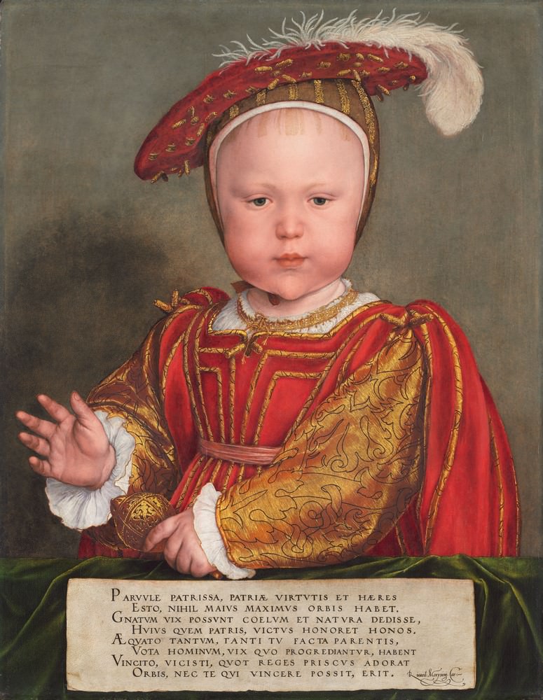 Epoca di Edoardo VI quando Criança, provavelmento 1538, Hans Holbein il giovane (Tedesco, 1497/1498 - 1543 ), Andrew W. Mellon Collection.