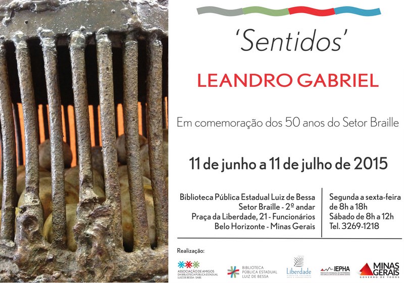 Convite Exposição Sentidos de Leandro Gabriel. Arte: Edison Vilela de Freitas.