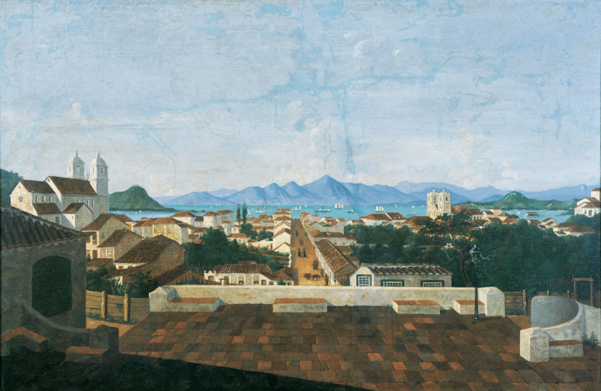 Fico. 18 -Parziale vista della città di Nossa Senhora do Desterro, Victor Meirelles, 1847. Museo di Victor Meirelles.