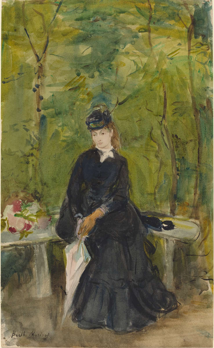 イチジク. 10 -アーティストの妹, ほしいと思う, 公園で座っています。, ベルト ・ モリゾ, 1864. 国立美術館, ワシントン. ソールズベリ グリーン メロン ブルース コレクション.