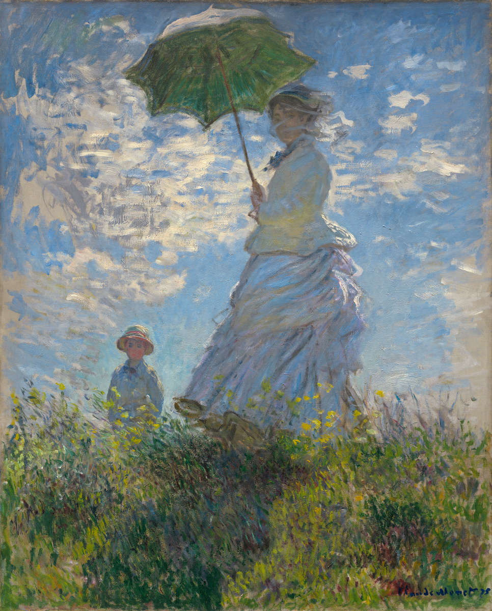 Инжир. 2 -Женщина с зонтиком, Мадам Моне и ваш сын, Клод Моне, 1875. Национальная галерея искусств, Вашингтон. Г-н коллекция. и госпожа. Пола Меллона.