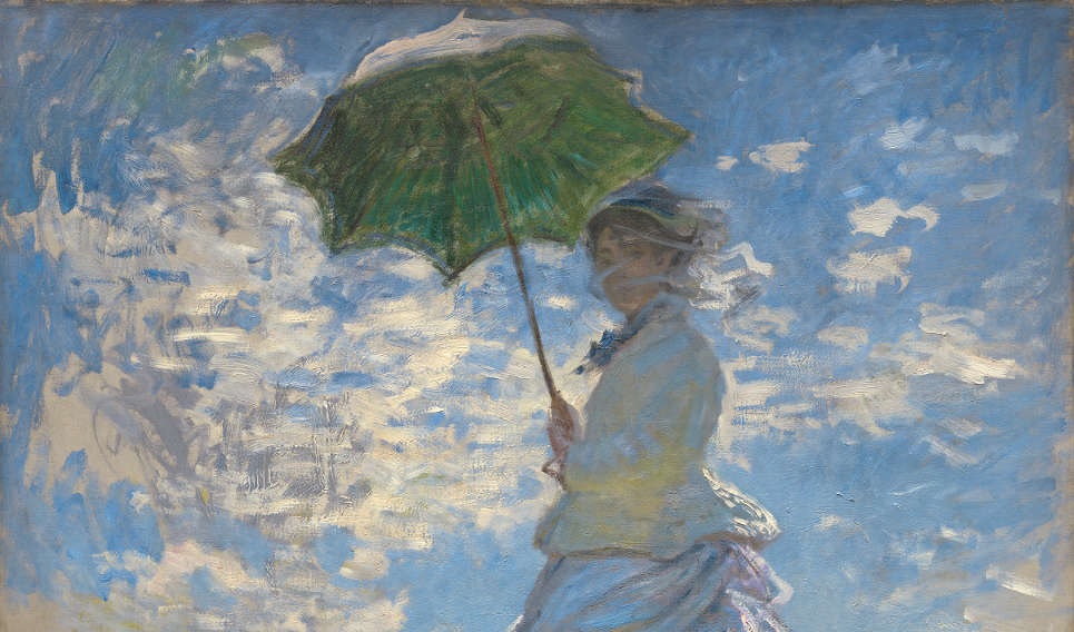 Инжир. 2 -Женщина с зонтиком, Мадам Моне и ваш сын, Клод Моне, 1875. Национальная галерея искусств, Вашингтон. Г-н коллекция. и госпожа. Пола Меллона. Рекомендуемые.