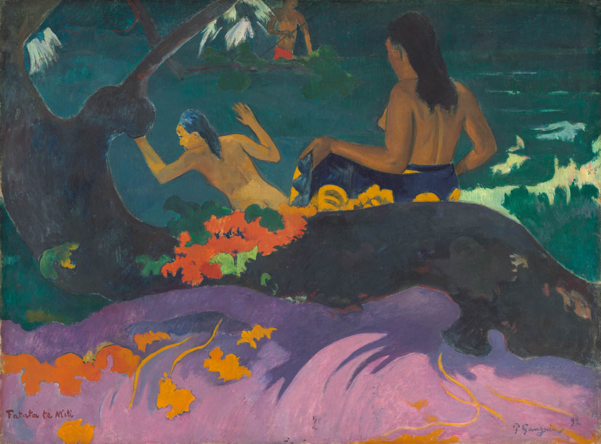 התאנה.. 4 Fatata טה Miti - (ליד הים), פול גוגן, 1892. הגלרייה הלאומית לאומנות, וושינגטון. אוסף דייל צ'סטר.