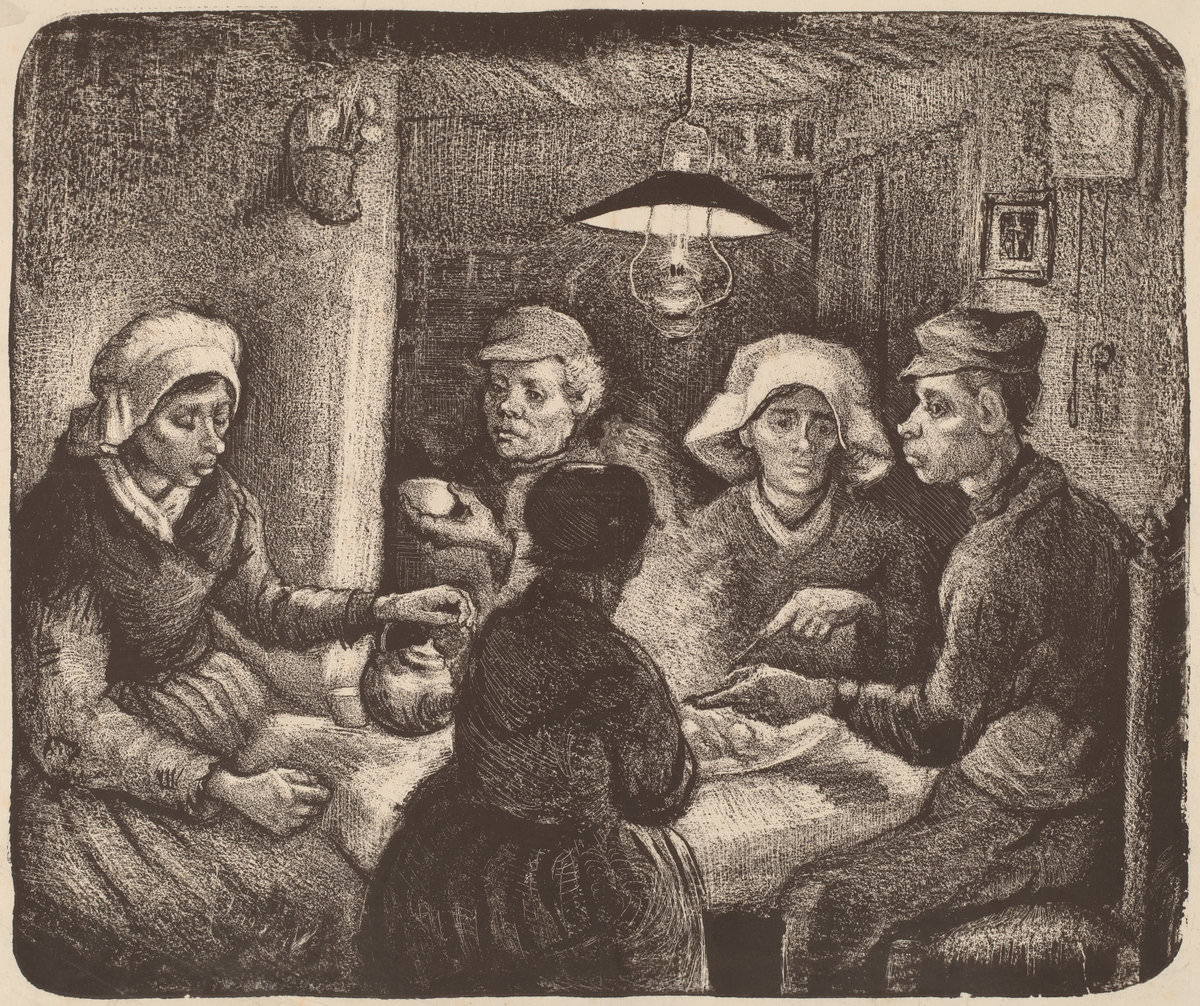 Fico. 12 -I mangiatori di patate, Vincent Van Gogh, 1885. Galleria Nazionale d'Arte, Washington. Rosenwald Collection.