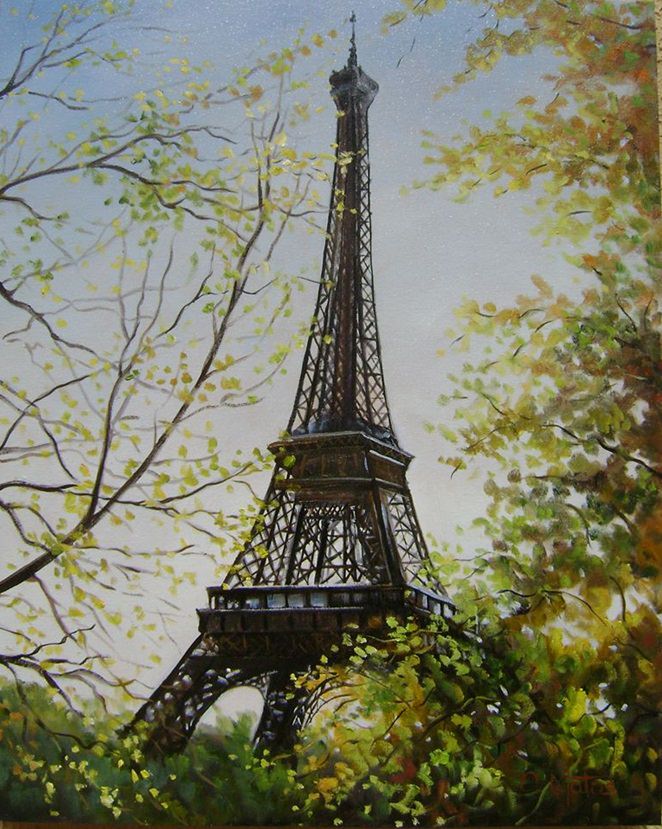 Feige. 3 -Eiffel Tower, Conceição Matos, Öl auf Leinwand, 50 x 40 cm, 2011.