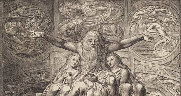 Fig. 1 – Job and His Daughters, 1825. Destaque. William Blake. Britânico, 1757 - 1827. National Gallery of Art, Washington. Presente de W.G. Russell Allen.