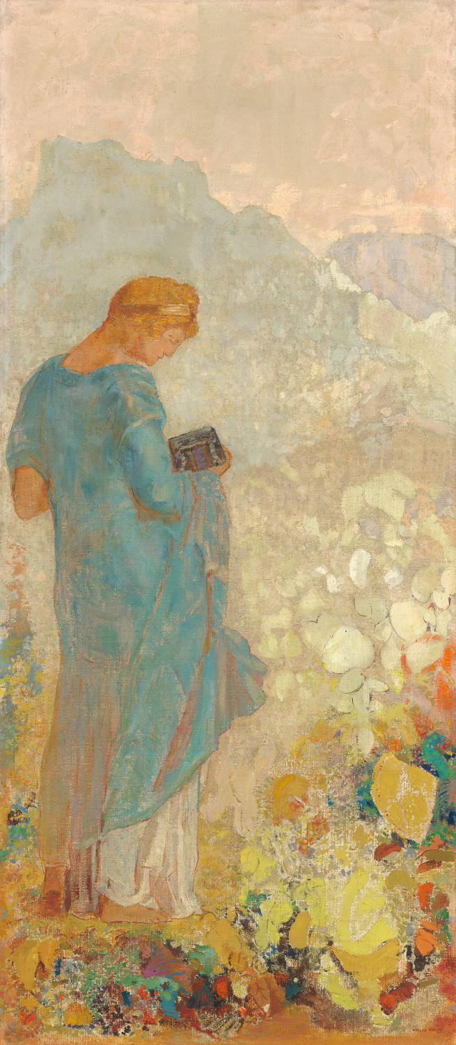 イチジク. 15  - パンドラ, オディロン ・ ルドン, 1910-1912, キャンバスに油彩, 143,5 X 62,9 cm. 国立美術館, ワシントン. チェスター デール コレクション.