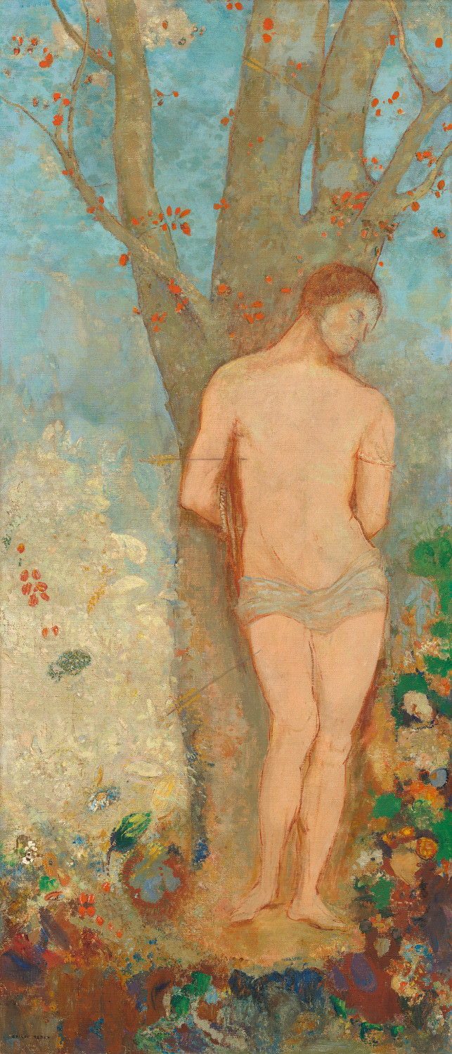 无花果. 16  - 圣塞巴斯蒂安, Odilon Redon, 1910-1912, 布面油画, 144 x 62,5 厘米. 国家艺术画廊, 华盛顿. 切斯特 · 戴尔集合.
