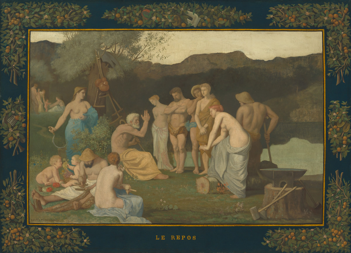 Fico. 10 - riposo, Pierre Puvis, 1863, olio su tela, 108,5 x 148 cm. Galleria Nazionale d'Arte, Washington. Collezione Widener.