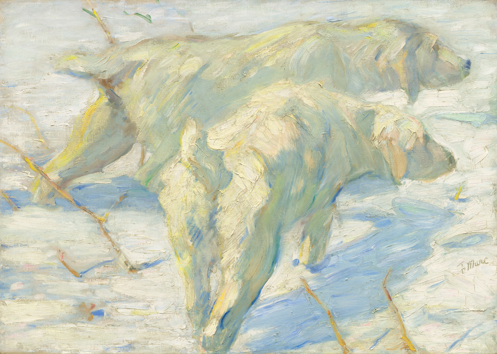 Feige. 11 - Hunde sibirischen Schnee, Franz Marc, 1909/1910, Öl auf Leinwand, 80,5 x 114 cm. National Gallery of Art, Washington. Herr Geschenk. e Frau. Stephen M. Kellen.