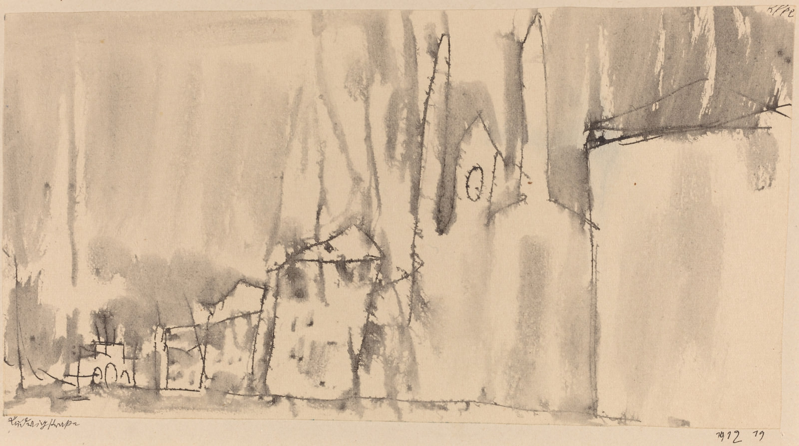 Σύκο.. 8 - Paul Klee, Ludwigstrasse, 1912, Πένα και μαύρο μελάνι με το πλύσιμο σε χαρτί κρέμα, τοποθετούνται σε χαρτόνι, γενικός: 9.9 x 19 cm (3 7/8 x 7 1/2 σε.). Εθνική Γκαλερί τέχνης, Ουάσιγκτον. Να παρουσιάζονται de Benjamin και Lillian Hertzberg.