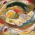 Fico. 4 - Vasily Kandinsky, Piccola pittura con colore giallo (improvvisazione), 1914, olio su tela, 31 x 39 5/8 polegadas (78.7 x 100.6 cm) incorniciato: 32 3/4 x 41 1/2 x 2 1/pollicias (83.2 x 105.4 x 6.cmcm), in primo piano. Philadelphia Museum of Art, Il Louise e Walter Arensberg Collection, 1950-134-103.