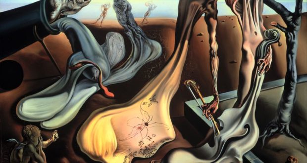 Fig. 12 – Salvador Dali, As longas pernas do pai na Esperança da Noite, 1940, óleo sobre tela, 40,64 cm x 50,8 cm, The Dalí Museum, Presente de A. Reynolds & Eleanor Morse. Copyright: Worldwide rights ©Salvador Dalí. Fundación Gala-Salvador Dalí (Artists Rights Society), 2017 / In the USA ©Salvador Dalí Museum, Inc. St. Petersburg, FL 2017.