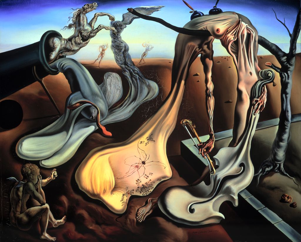 Fig. 12 - Salvador Dalí, Las largas piernas del padre con la esperanza de Noche, 1940, óleo sobre lienzo, 40,64 cm x 50,8 cm, El Museo Dalí, Presente de A. Reynolds & Eleanor Morse. Derechos de autor: Los derechos mundiales © Salvador Dalí. Fundación Gala-Salvador Dalí (Sociedad de Derechos de los artistas), 2017 / En los EE.UU. © Museo Salvador Dalí, Inc. St. Petersburgo, Florida 2017.