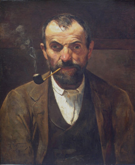 Fig. 7 - El hombre de la pipa, Eliseu Visconti, óleo sobre lienzo, 60 x 46 cm, 1890. Colección privada.