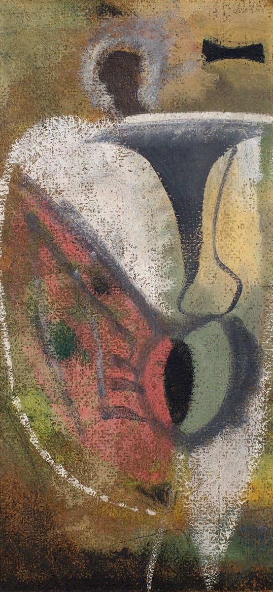 Σύκο.. 3 - Χωρίς τίτλο, ντο. 1940, Arshile Gorky, λάδι σε σύνθετη πλάκα, 24 x 11 1/4 ίντσες, x1 x 28,6 cm, υπογεγραμμένο. Ευγενική προσφορά της Michael Rosenfeld Gallery LLC, Nova York, Νέα Υόρκη, ΗΠΑ.