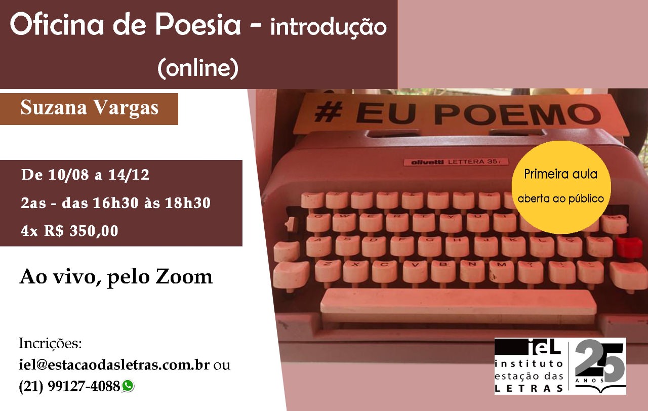 Talleres de poesía en línea por el Instituto Estação das Letras. Divulgación.