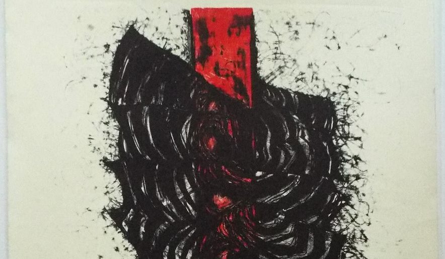 "Balada do Terror" - litografia su carta (1971) di Maria Bonomi, in primo piano. Foto: Google Arts and Project.