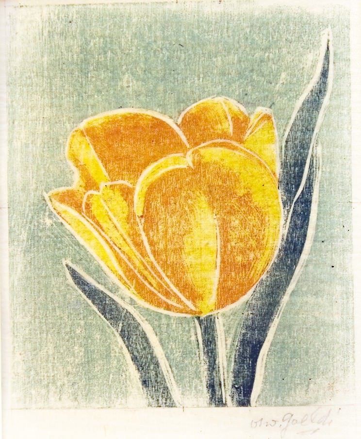 オズワルド ゴエルディ, 「トゥリパ」, 木版画, 13 CM X 11,8 cm. 写真: ディスクロージャー.