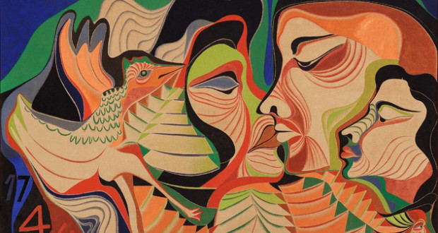 吻, 1966, 布面油画, 100x150厘米, 塞尔帕家庭收藏.