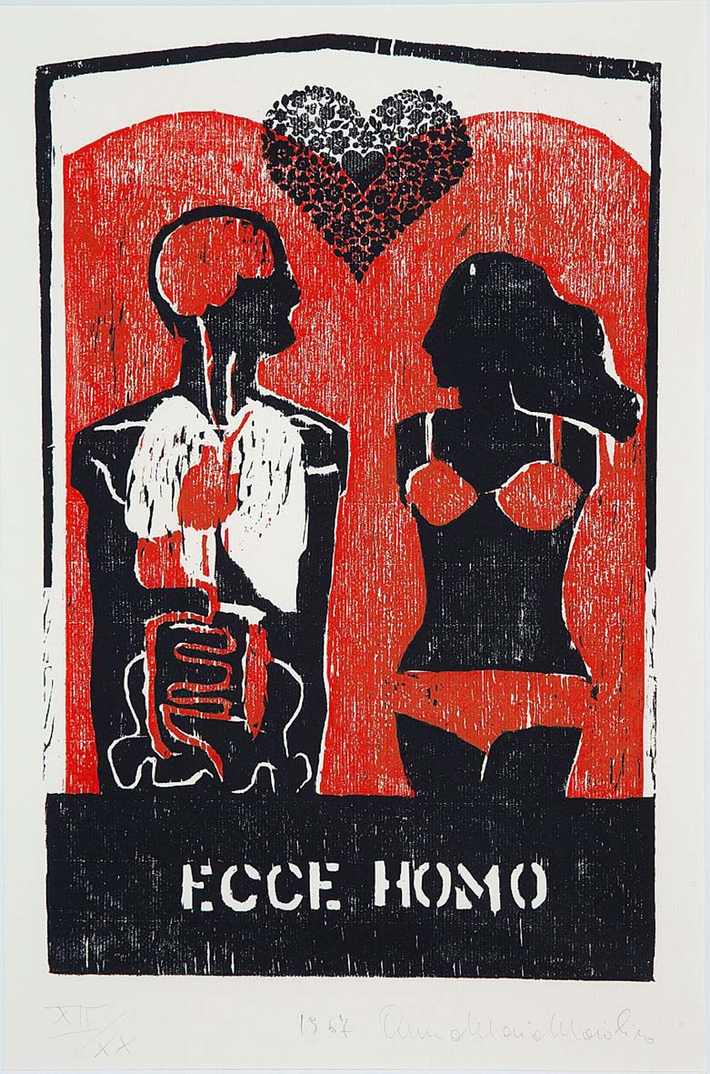 Auteur: Ana Maria Maiolino, Titre: Ecce Homo, Année: 1967, Technique: Gravure sur bois, Dimensões: 58 x 42 cm. Photos: Divulgation.