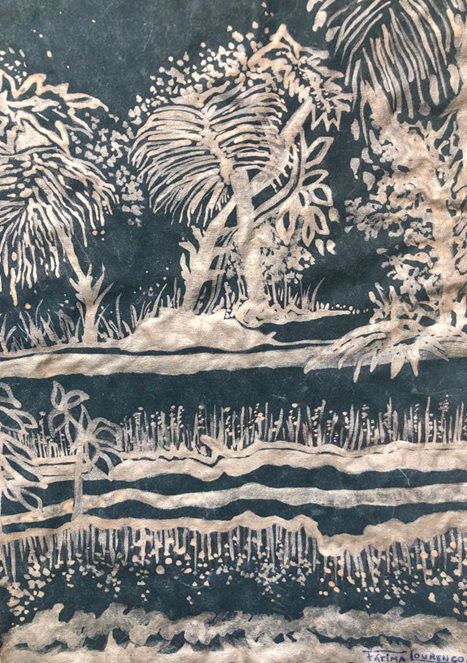 无花果. 4 -景观X, 山水系列, 法蒂玛伦, 再生纸上的银色水彩画; 色素香蕉, 基重 90, 磨巴西, 2020.