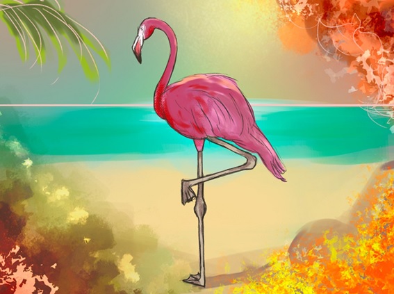 Fig. 6 – Flamingo, Flavie Arte, Arte Digital sobre Papel, Moinho Brasil, 2020.