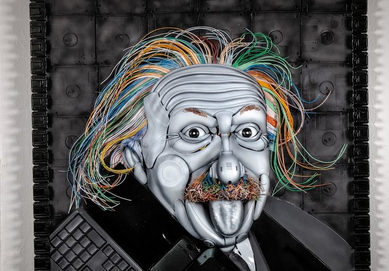 Obra "Albert Einstein" de Jota Azevedo, destaque. Foto: Divulgação.