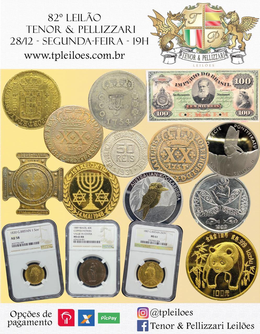 Flávia Cardoso Soares Auktionen: 82º Tenorauktion & Pellizzari der Numismatik. Bekanntgabe.