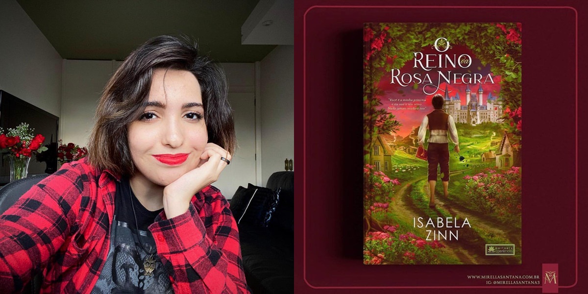 Isabela Zinn e seu livro "O reino da Rosa negra". Divulgação.