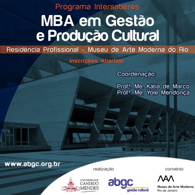 A UCAM em parceria com o MAM RIO abrem inscrições para a nova turma do pioneiro curso MBA em Gestão e Produção Cultural. Divulgação.