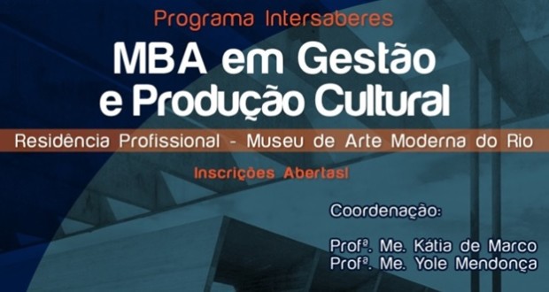 A UCAM em parceria com o MAM RIO abrem inscrições para a nova turma do pioneiro curso MBA em Gestão e Produção Cultural, destaque. Divulgação.