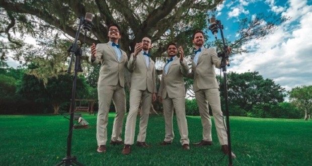 O quarteto é formado por Aramis Majlínski, Bruno Mezzomo, Guilherme Roman e Lucas Alves. Foto: Daniel Marvel.