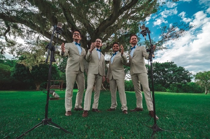 The quartet is formed by Aramis Majlínski, Bruno Mezzomo, Guilherme Roman and Lucas Alves. Photo: Daniel Marvel.