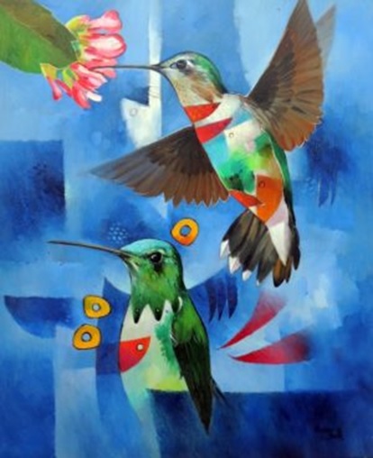 Fig. 3 - Franco Belli, Hummingbirds, OST, 110 X 90,5 cm, Ref: FB-010.