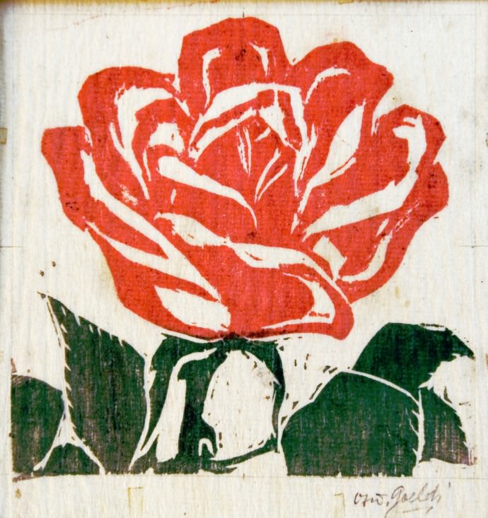 オズワルド ゴエルディ, 「ロサ」, 木版画, 12,2 CM X 9,8 cm. 写真: ディスクロージャー.