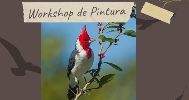Workshop de Pintura na exposição "Fauna e Flora Brasileira", destaque. Divulgação.