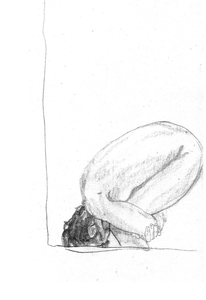 self hug, 01 - Diana Salu drawing. Disclosure.