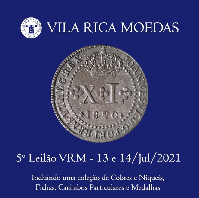 Subastas de Flávia Cardoso Soares: 5º Subasta Especial - Monedas Vila Rica. Divulgación.