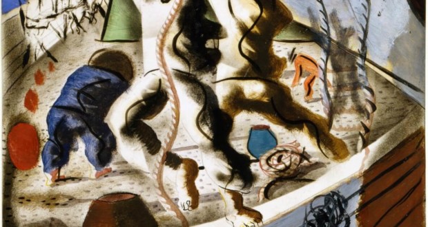 Figue. 6 – La découverte de la Terre, Cândido Portinari, Peinture murale dans le bâtiment de la Bibliothèque du Congrès, Washington, Candido Portinaridido Portinari, Domaine public, via Wikimedia Commons.