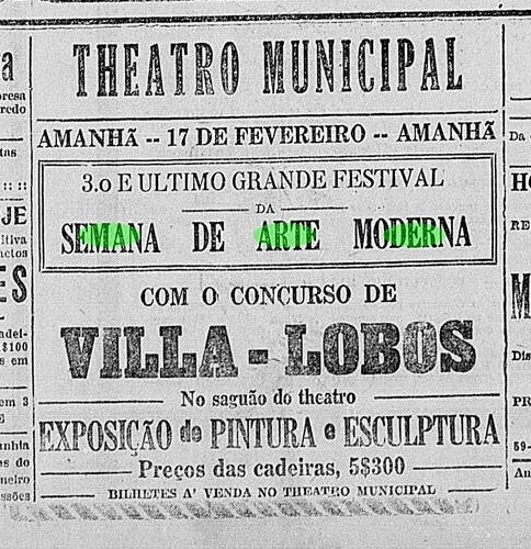 Fig. 4 – Jornal Correio Paulistano, fevereiro de 1922. Foto: BNDigital - Biblioteca Nacional.