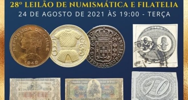 Flávia Cardoso Soares Leilões: 28º Leilão de Numismática e Filatelia – Filatélica Online Leilões, destaque. Divulgação.