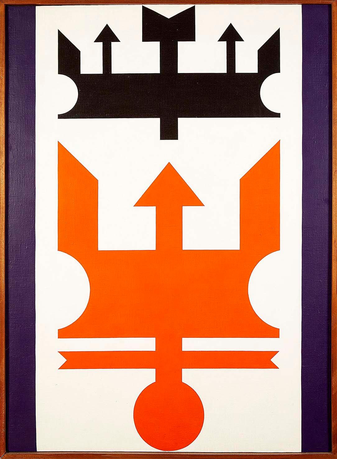 Autor: Rubem Valentim, Título: Emblema n° 10, Ano: 1976, Técnica: Acrílica sobre tela, Dimensões: 100 x 76 cm. Foto: Divulgação.