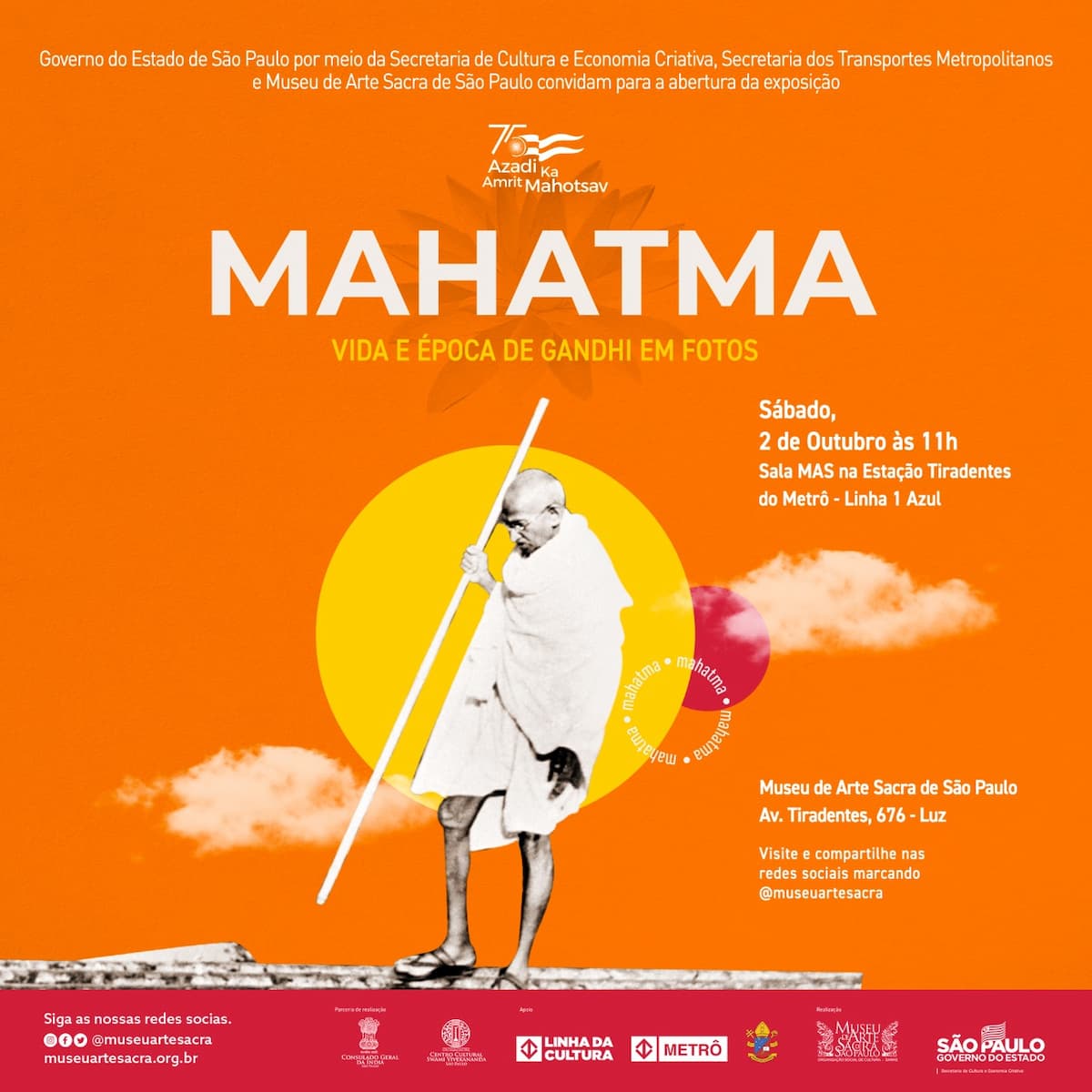 Exposição “MAHATMA” no Museu de Arte Sacra de São Paulo - MAS / SP. Divulgação.