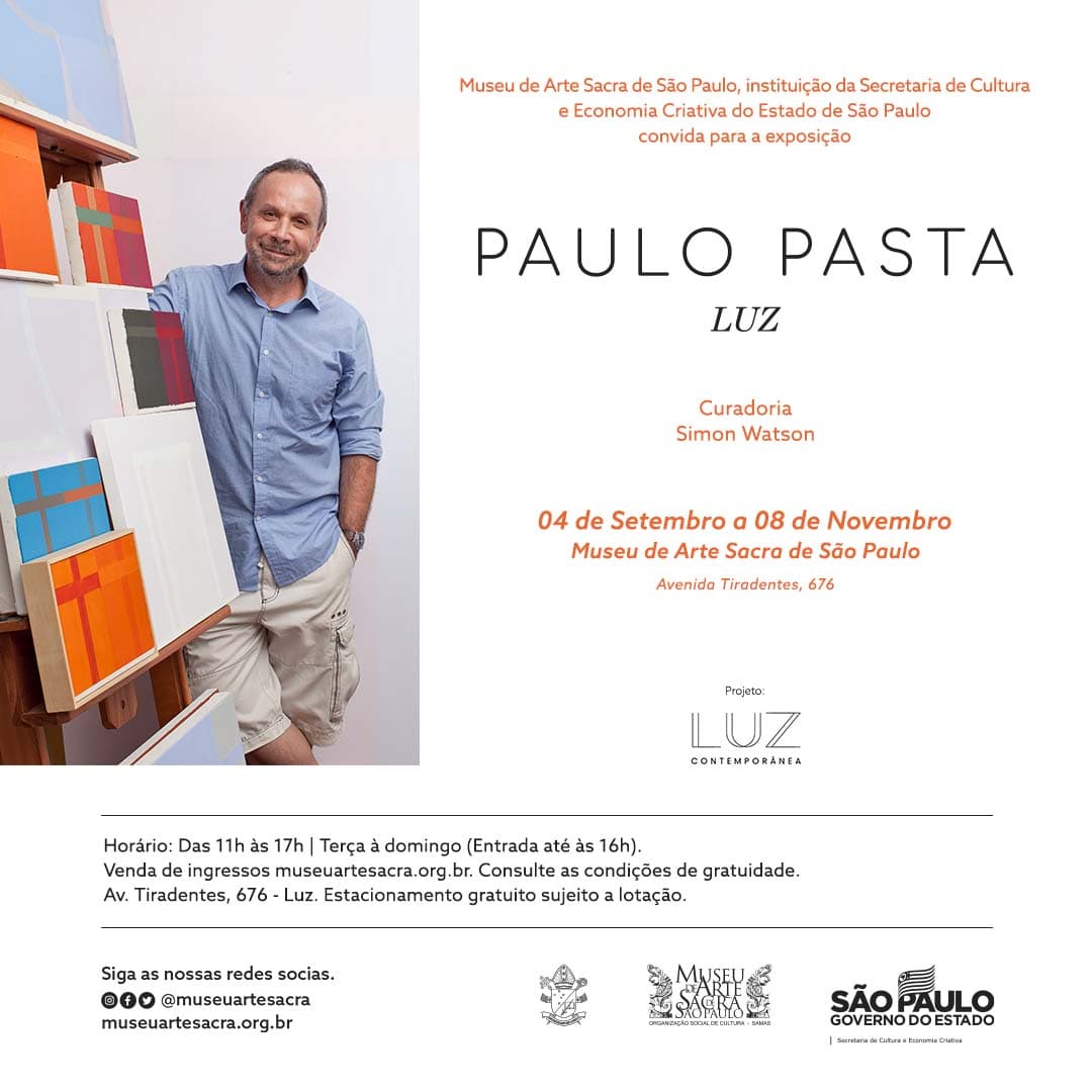 Exposição "Paulo Pasta: LUZ", convite. Divulgação.