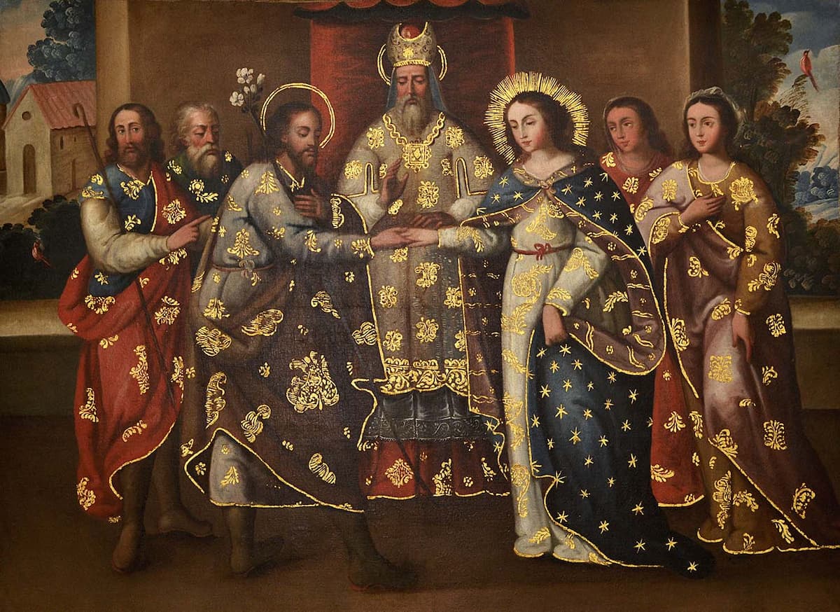 Matrimonio de Nuestra Señora y San José - Escuela Euroandina (Siglo XVII - XVIII). Fotos: Divulgación.