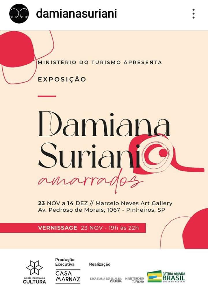 Exposição “Amarrados” – Damiana Suriani, convite. Divulgação.