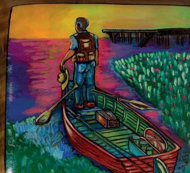 Titolo dell'opera: Piatto l'anno del pescatore: 2021 Dimensioni: 25x26 cm. Tecnica: Spazzola. Pittura con vernice acrilica. L'artista della plastica Dayana Trindade. Local: Cuiabá/MT.