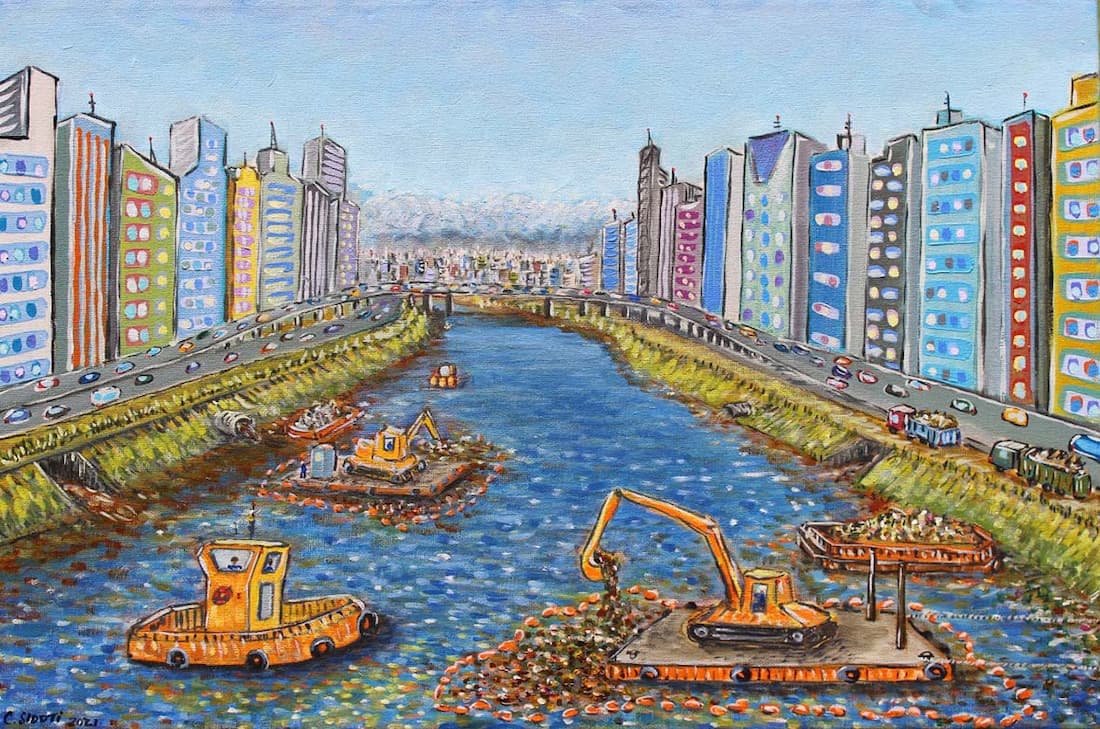 クリスティアーノ・シドティの作品, 汚染除去, 40x60. 写真: ディスクロージャー.